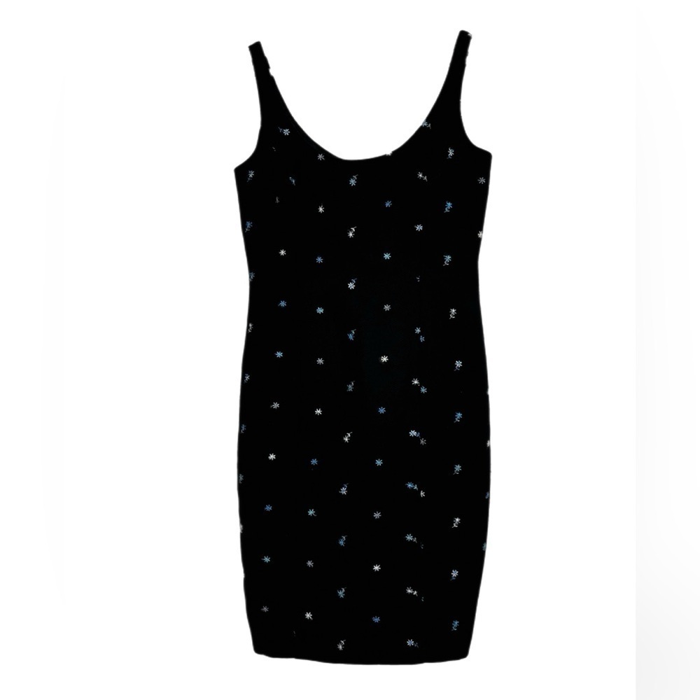 Laundry by Shelli Segal floral embroidered little black sleeveless minidress
